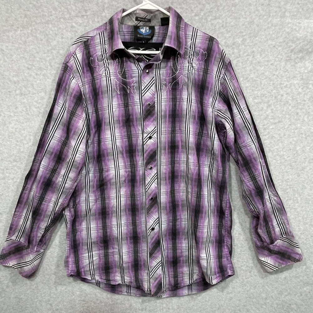 Resistol University Western Pearl Snap Button Up Shirt Mens Size XL Rodeo Cowboy